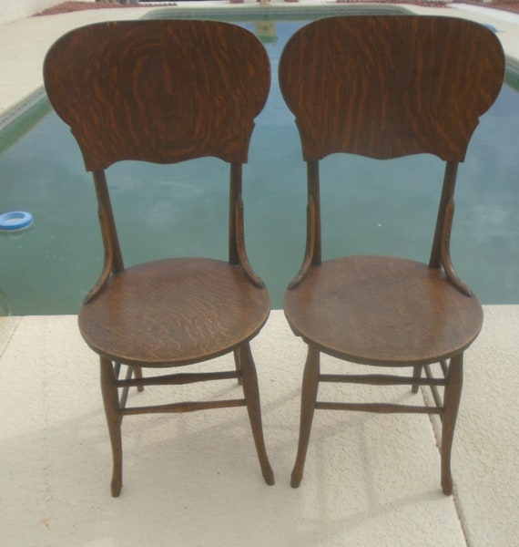 Rare Antique 1880 1910 Wooden Quarter Sawn Oak Wood Pub Bar Chairs Etsy