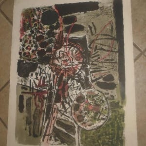 Abstract Art LITHOGRAPH &quot;Arbres Et Rochers&quot; Limited Ed 114/210 Guillaume Corneille 1962