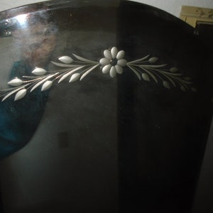 ANTIQUE Art Deco Arched Etched Beveled Glass Wall Mirror SIZE 31” x 14.5''