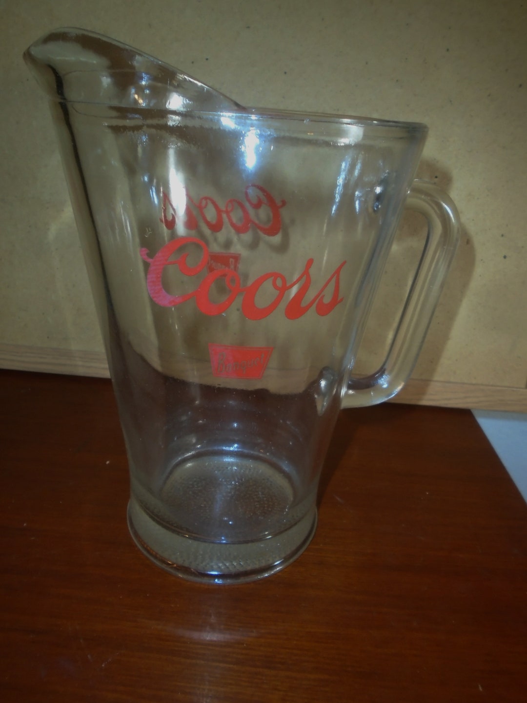 Vintage Large Coors Banquet Glass Pitcher Barware Man Cave Etsy