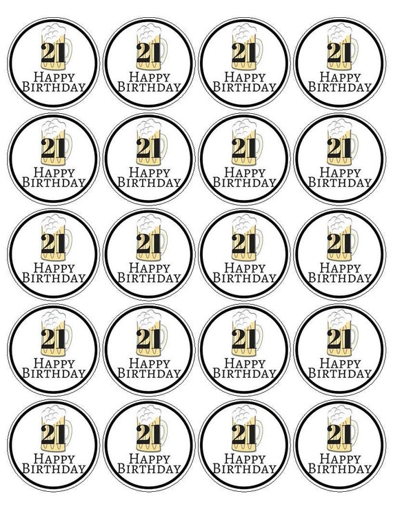 21st Birthday Printable Cupcake Toppers DIY Birthday 21st Etsy