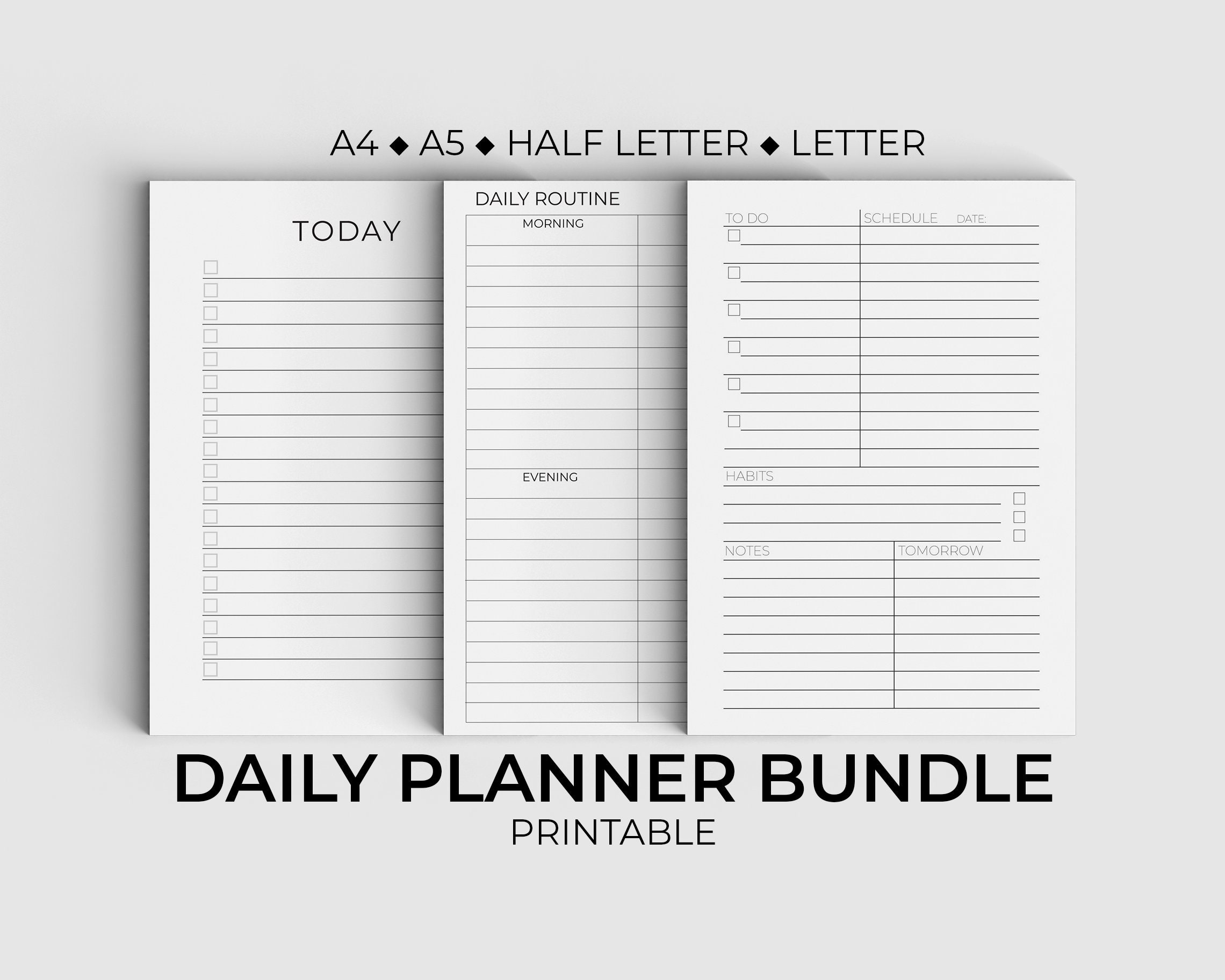 Printable Daily Planner Bundle Routine Planner Printable Etsy UK