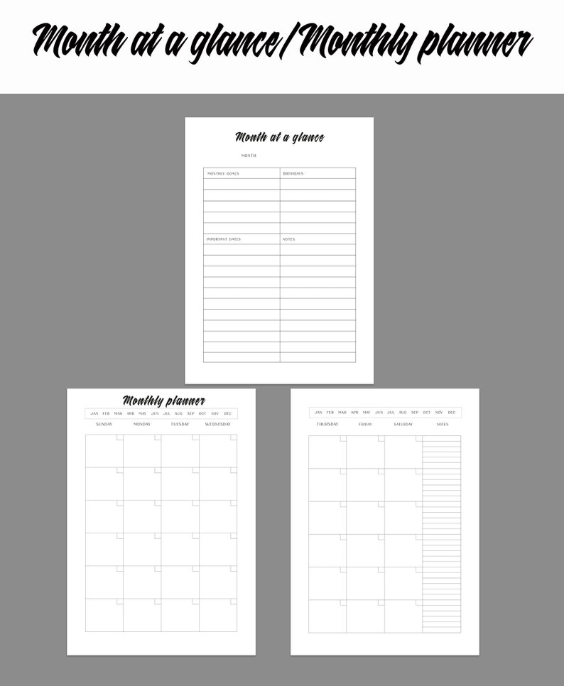 Simple Printable Black and White Planner Daily Planner - Etsy UK