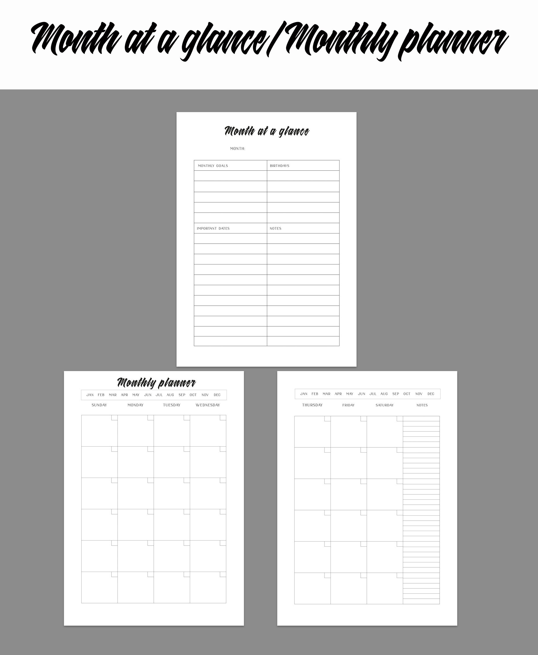 simple printable black and white planner daily planner