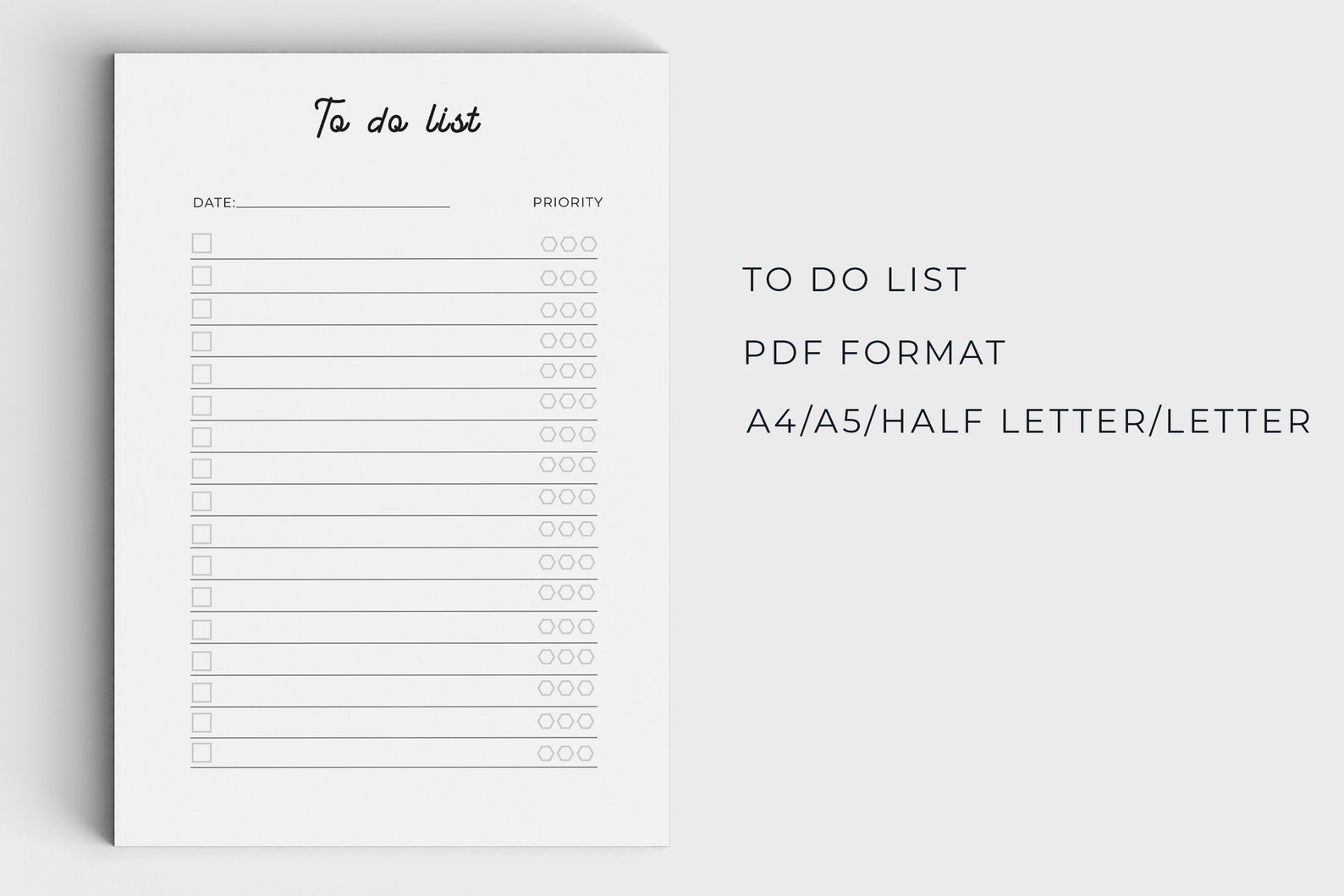 Printable to do list pdf to do list printable stationary etsy uk
