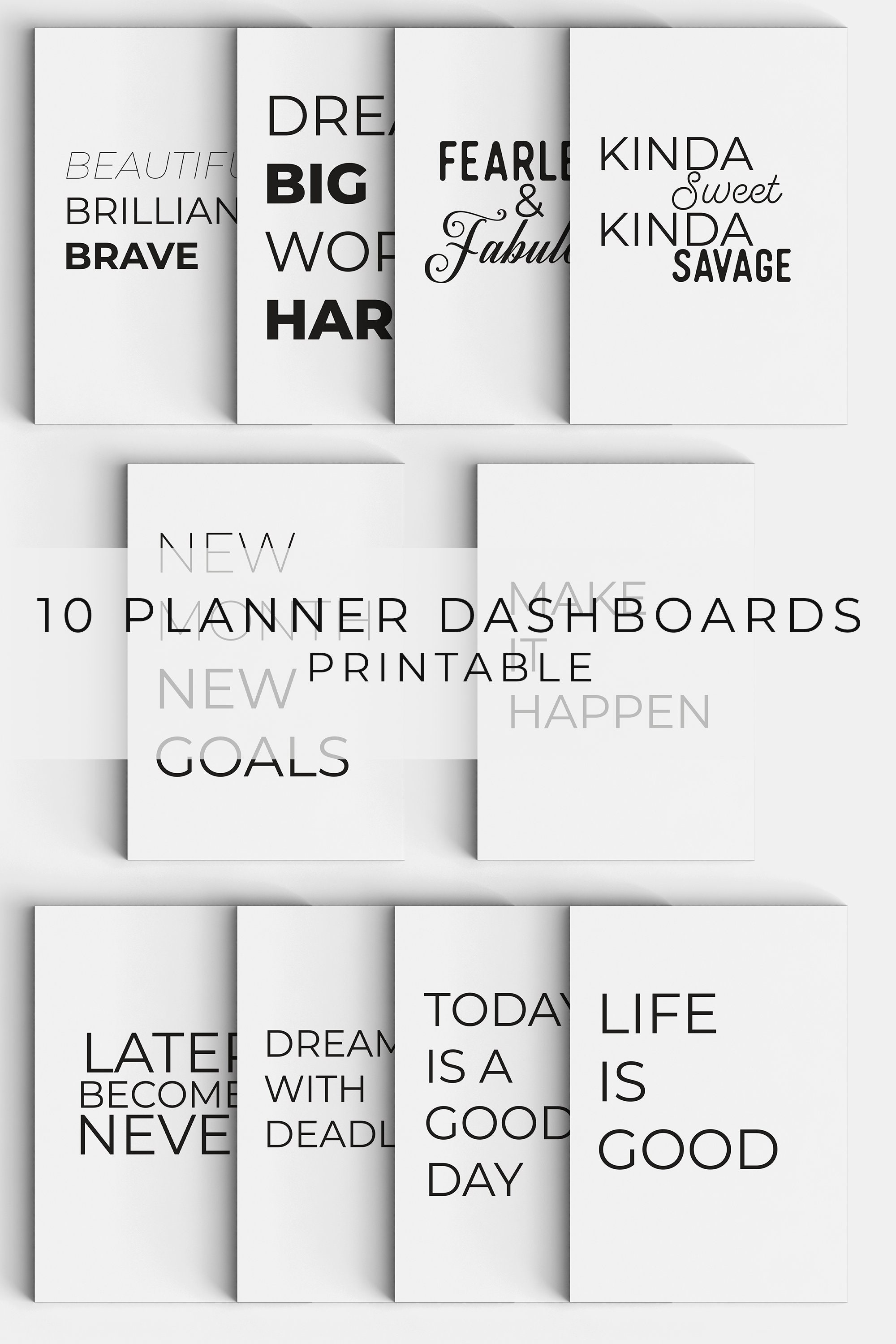 Planner Dashboards Printable Dashboard Printable Quote Planner Dividers Minimalist Planner Journal Pages Motivational Quote