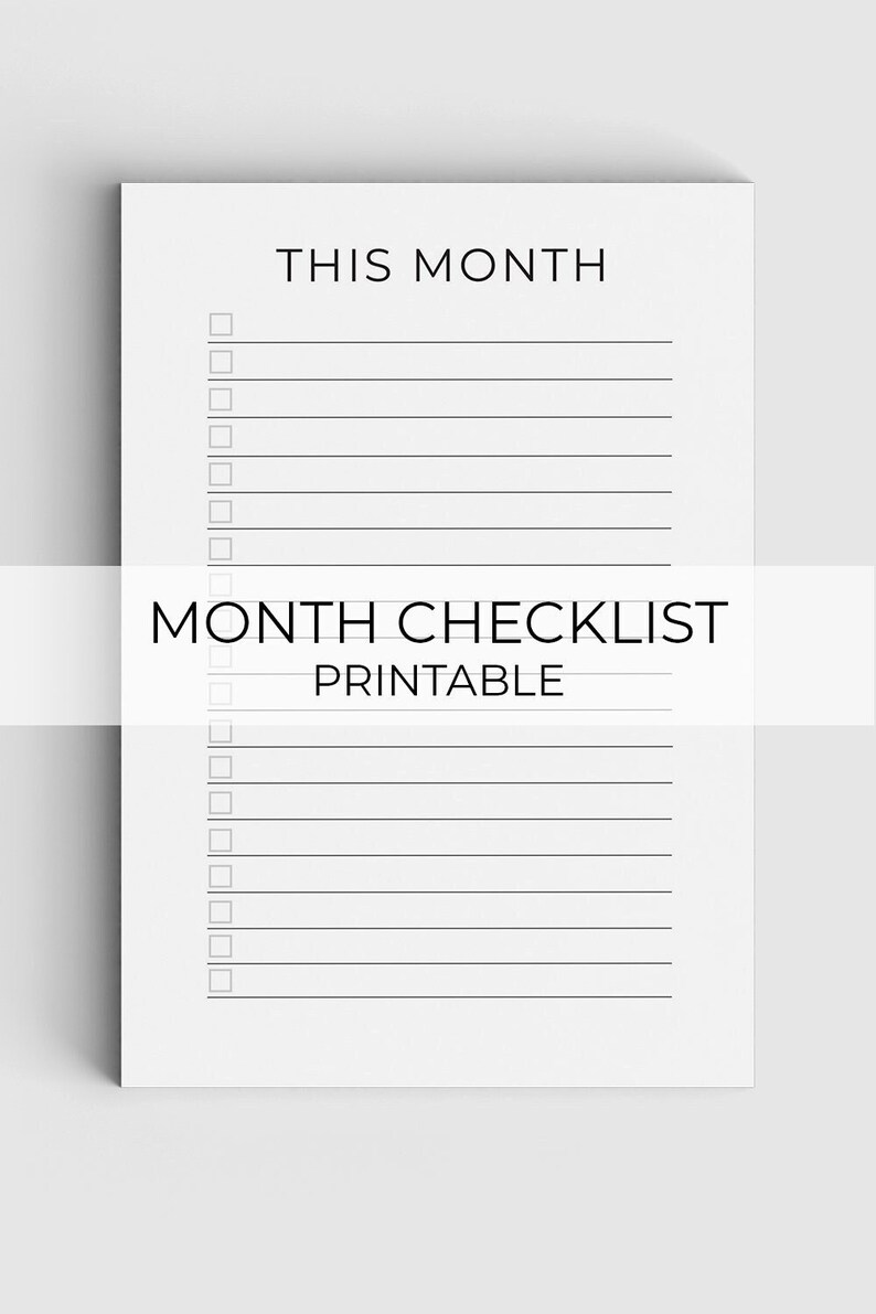 Printable Month Checklist Minimalist Planner Planner Pages Etsy