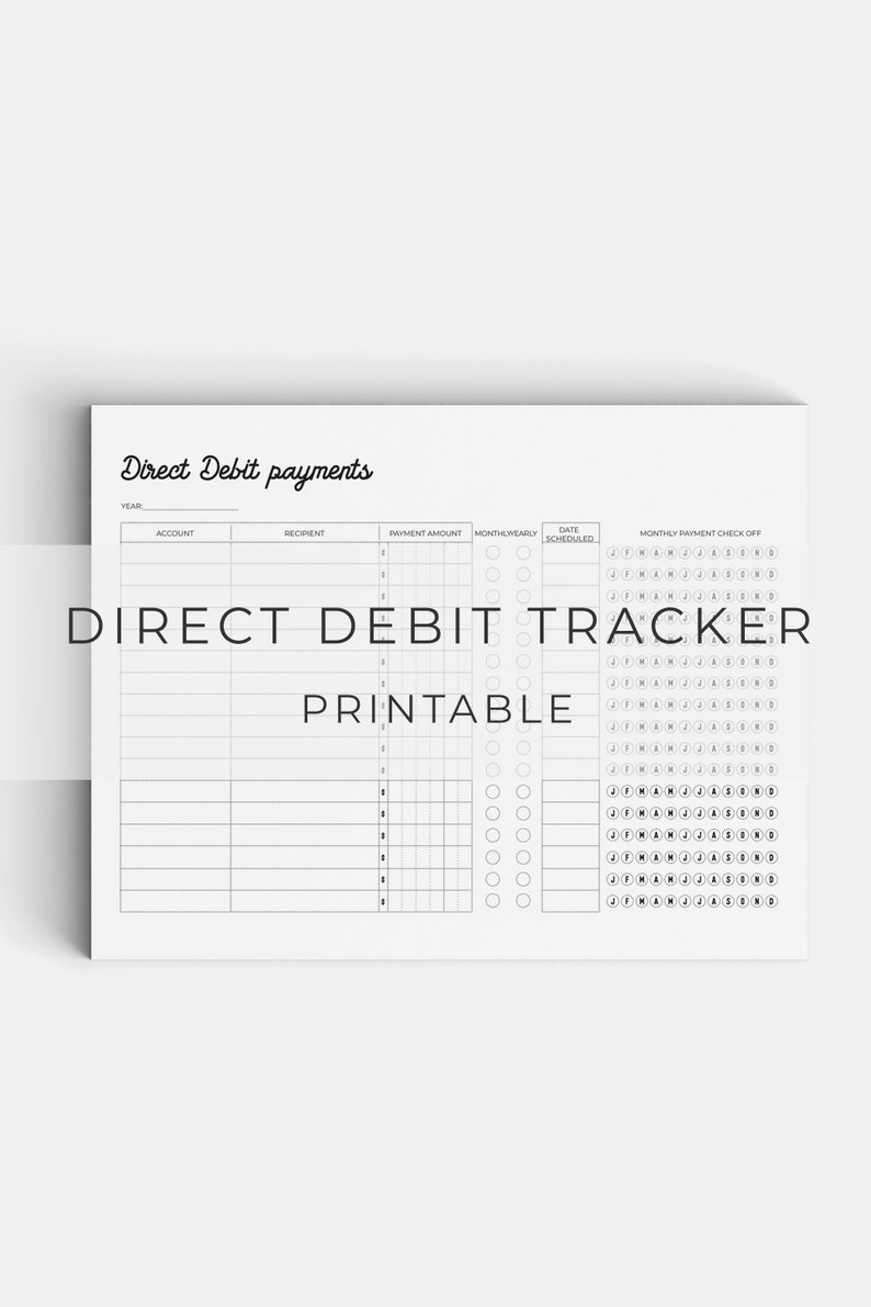 Direct debit tracker printable Budget planner Financial | Etsy
