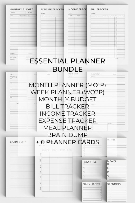 Planner cover Budget planner Meal planner Printable planner bundle ...