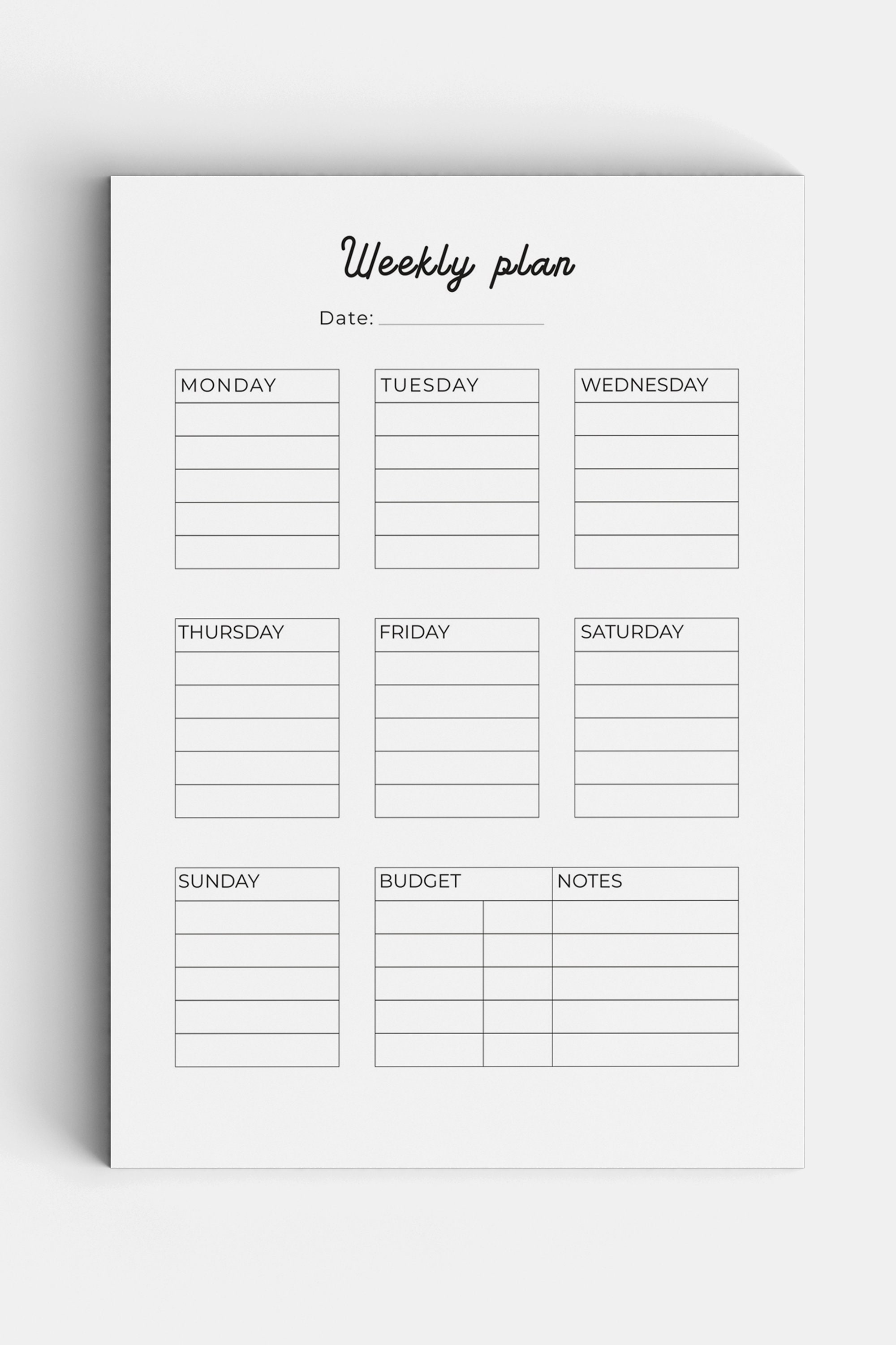 minimalist planner printable weekly planner productivity planner