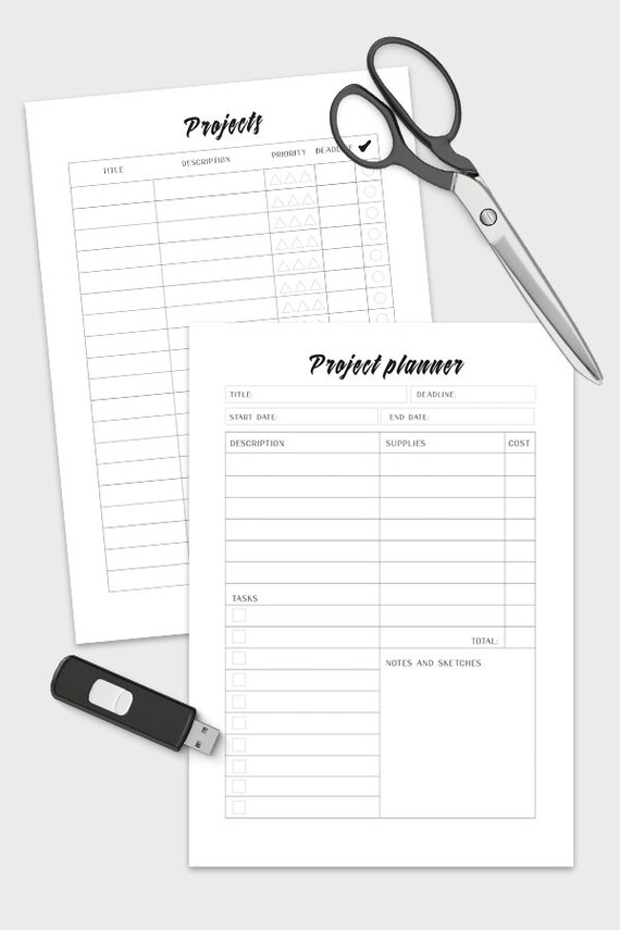 Black and White Project Planner Printable Printable Project - Etsy