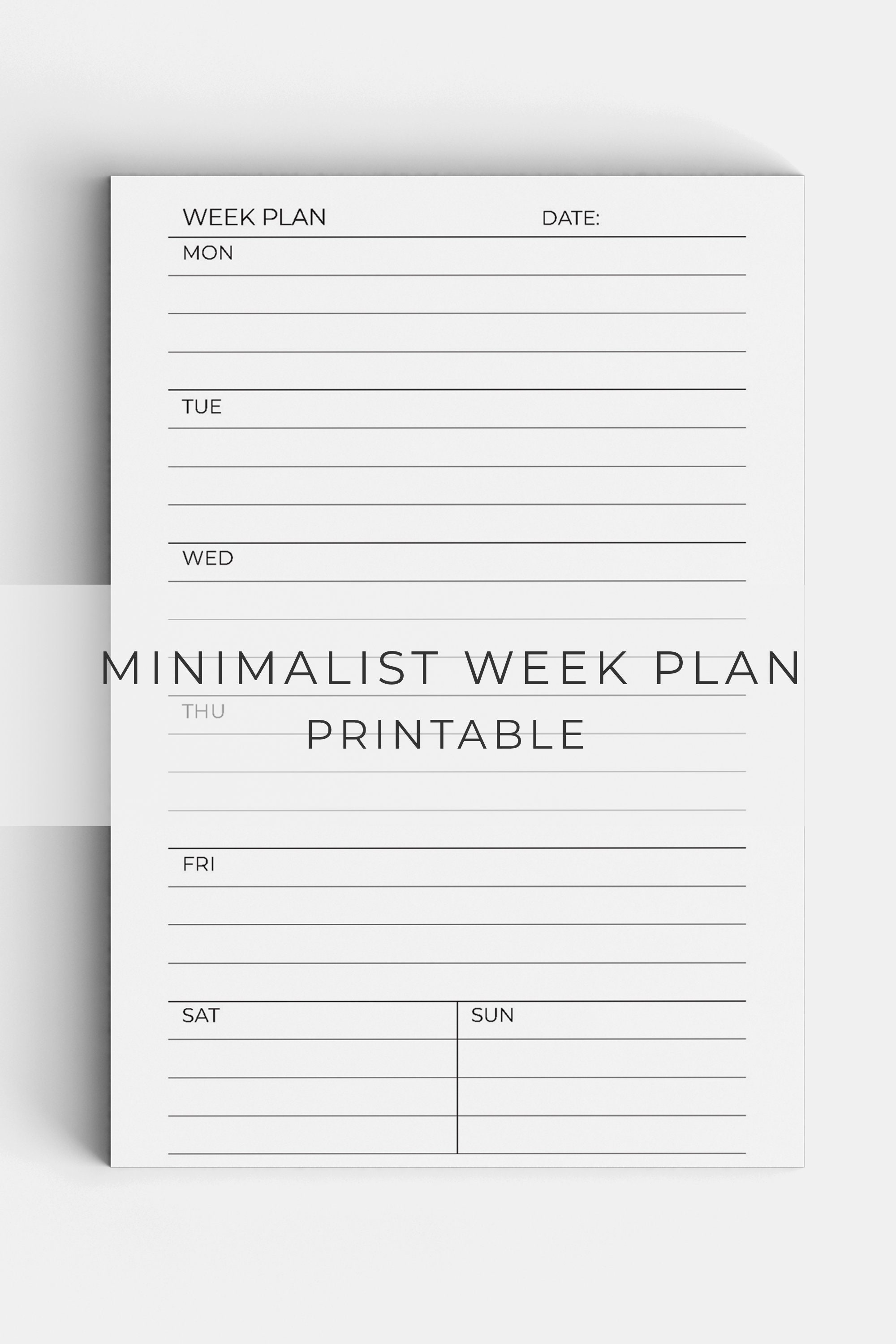 weekly planner pages printable minimalist planner