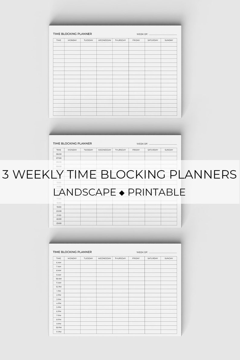 Time Blocking Weekly Planner Printable Week Plan Printable Etsy Canada