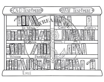 Seven Streams Bible Bookshelf Completion Tracker Coloring Page Digital Download