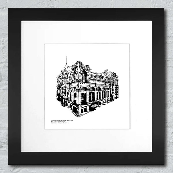 Board of Trade | Historical Chicago Architecture Illustration / Art Print (Frame not Included)  8x8" or 12x12" | FREE SHIPPING INCLUDED