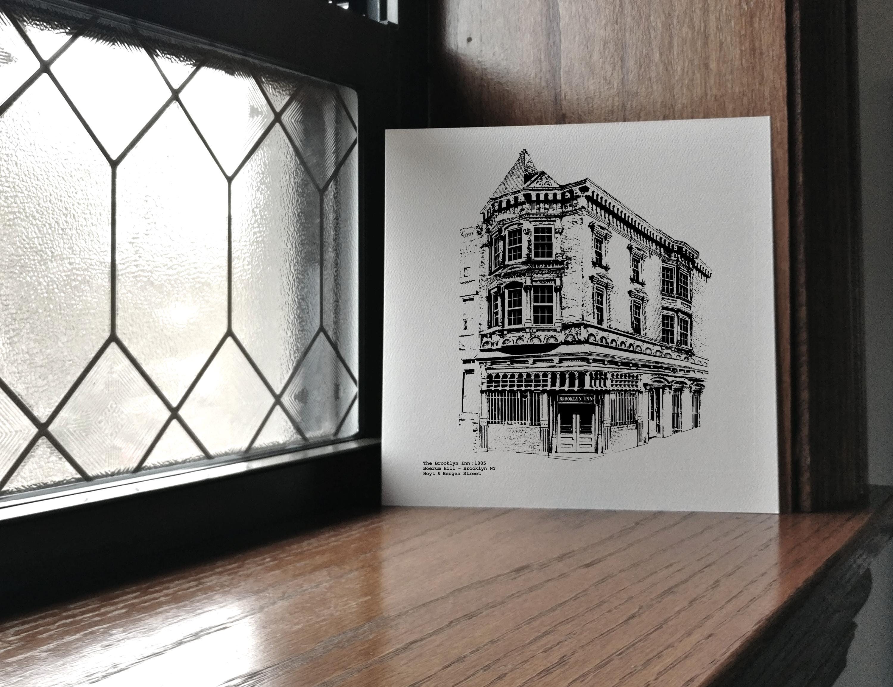 Brooklyn Inn Art Print: New York Architecture Illustration | 8x8