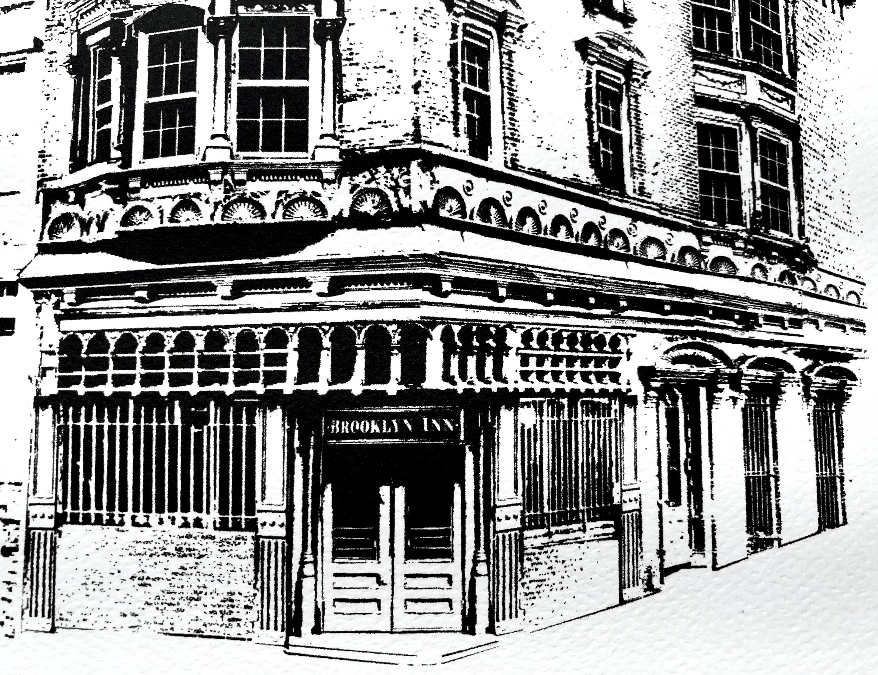 Brooklyn Inn Art Print: New York Architecture Illustration | 8x8