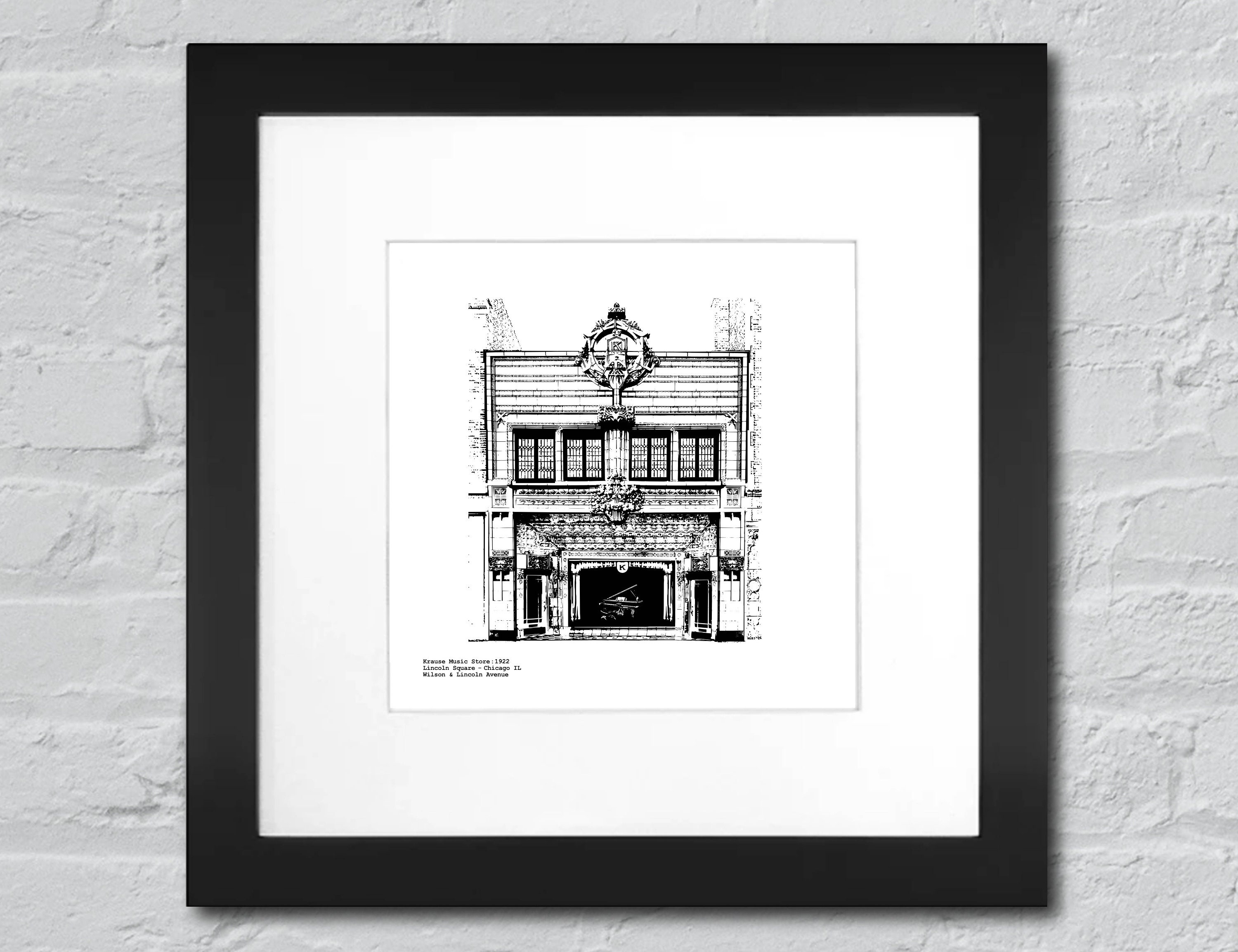 Krause Music Store Art Print: Chicago Architecture Illustration