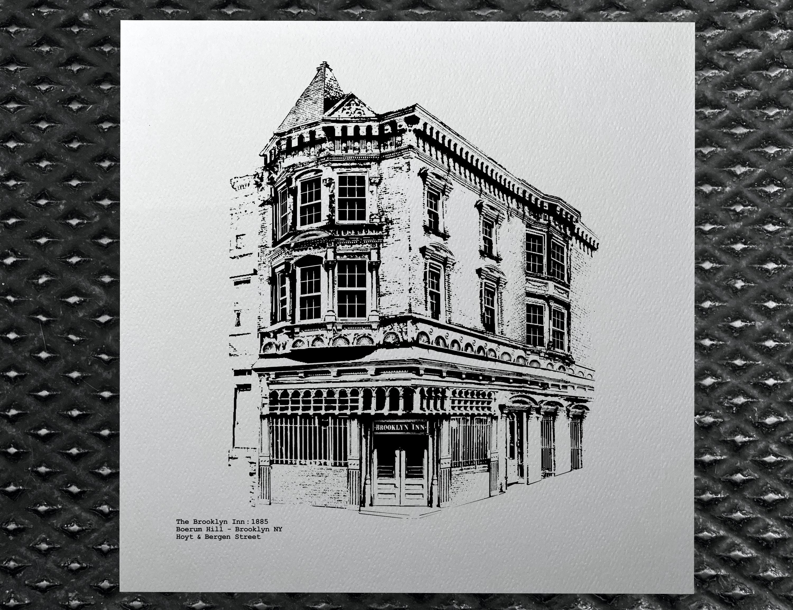 Brooklyn Inn Art Print: New York Architecture Illustration | 8x8