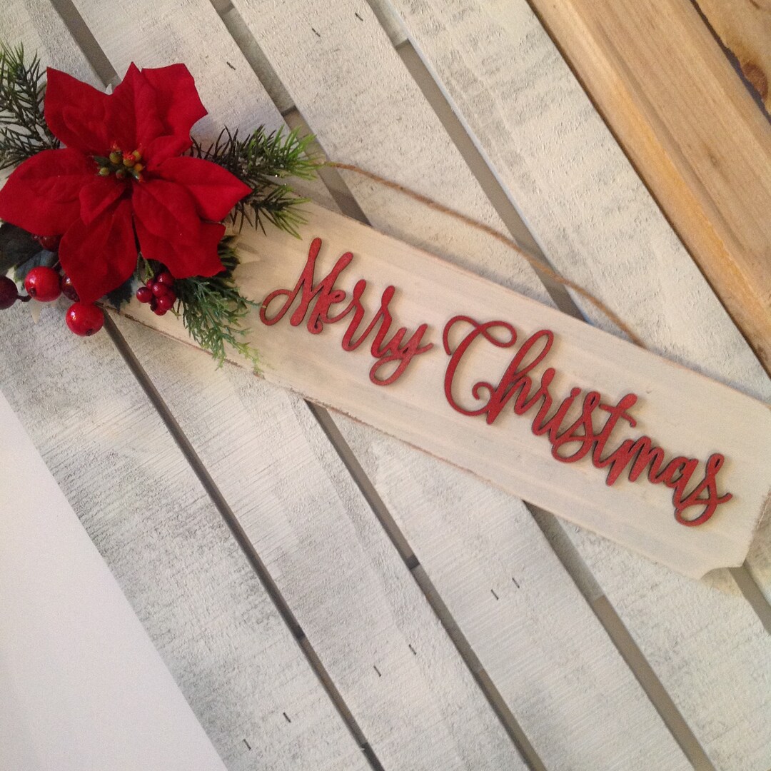 Rustic White Merry Christmas Sign Merry Christmas Sign Etsy