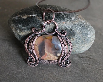 PDF Tutorial, wire weave pendant using a banded agate focal cabochon, wire weave pattern, pendant tutorial