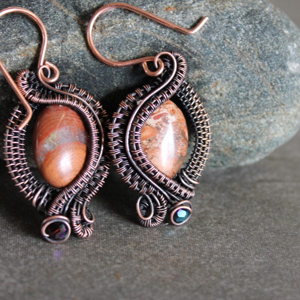 PDF Tutorial, wire weave earrings using white lace agate focals, wire wrap tutorial, earrings tutorial