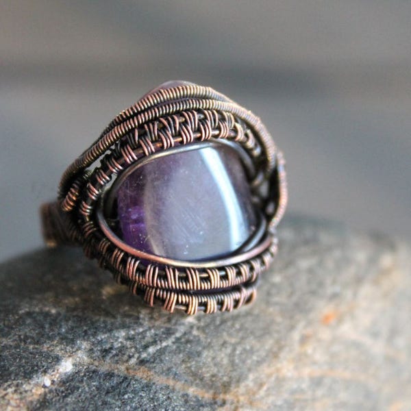 PDF Tutorial, wire weave ring using a non drilled Amethyst stone, wire wrap tutorial, pendant tutorial