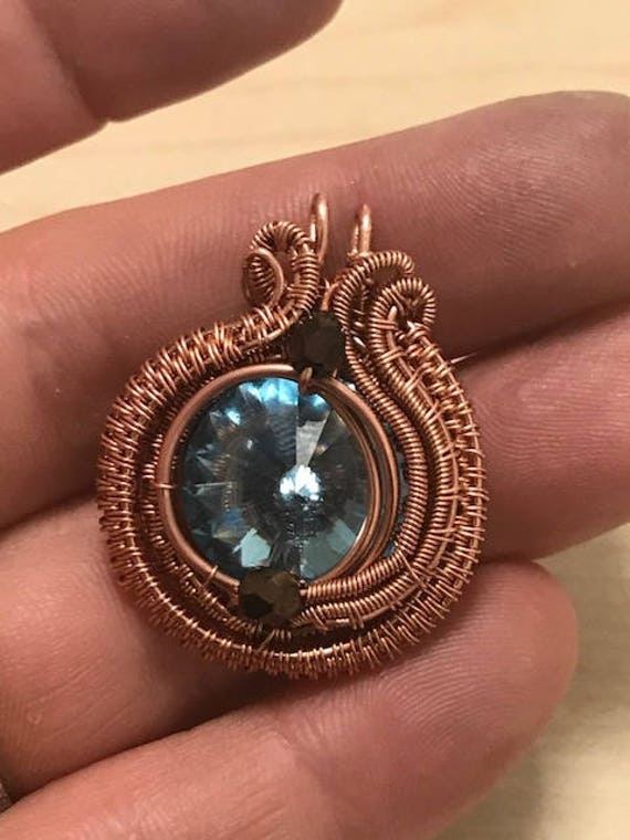 Pdf Tutorial Wire Wrap Swarovski Rivoli Charm Pattern Weave Pendant Cabochon Non - Wire Woven Pendant Tutorial