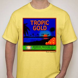 Tropic Gold Vintage Citrus Crate Label T-Shirt (Cornsilk/Yellow)