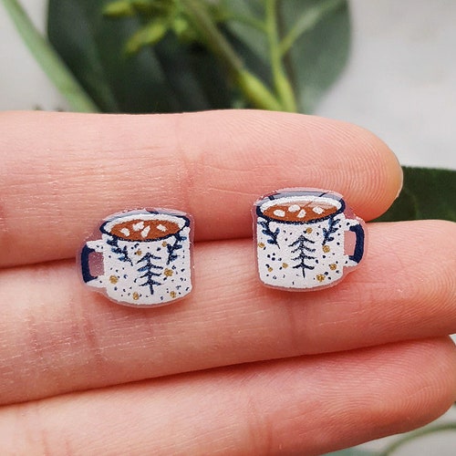 Teacup Stud Earrings Tea Lover Gift Tea Bag Food Drink Etsy