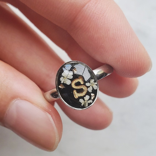 Dainty Gold Flower Ring Floral Resin Jewelry Minimalist Etsy