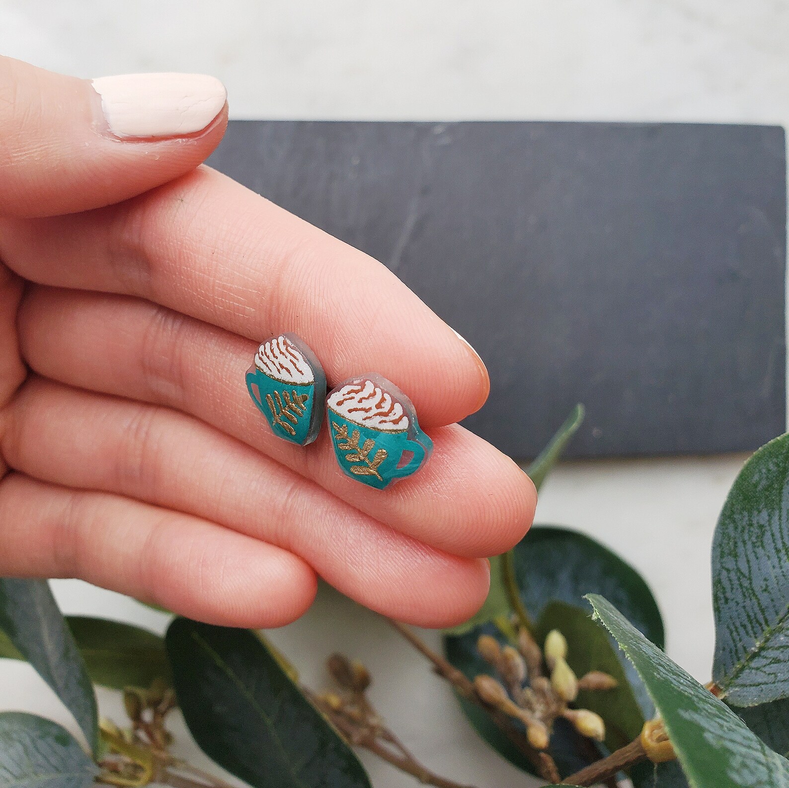 Coffee Mug Earrings Latte Studs Miniature Food Jewelry Etsy