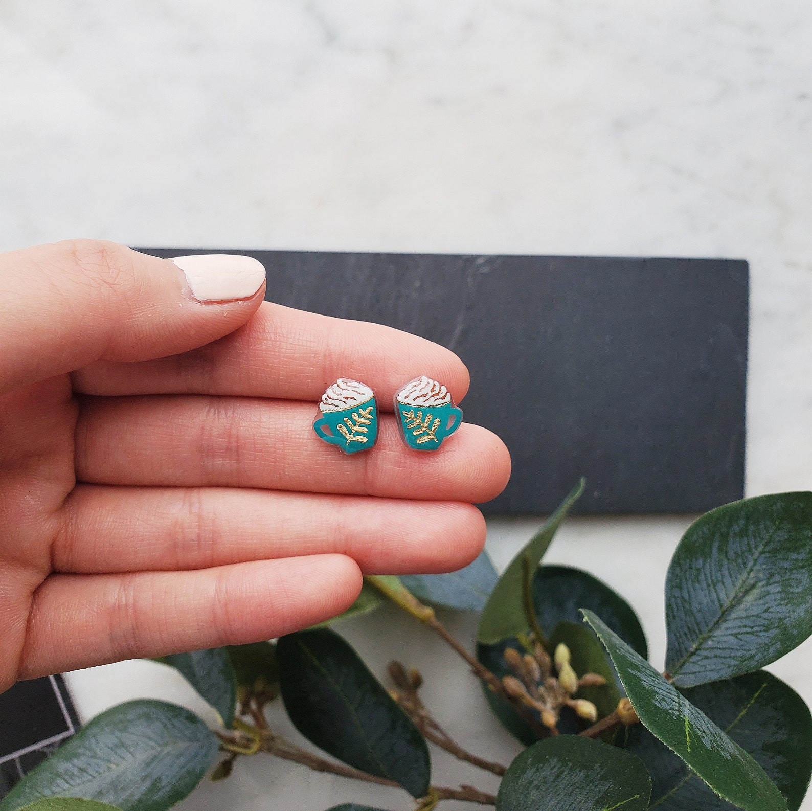 Coffee Mug Earrings Latte Studs Miniature Food Jewelry Etsy