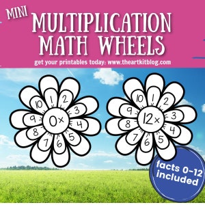 MINI Multiplicação Flower Math Wheels // Fatos 0 a 12 // Waldorf - Montessori Learning // Download digital de imprimíveis para crianças