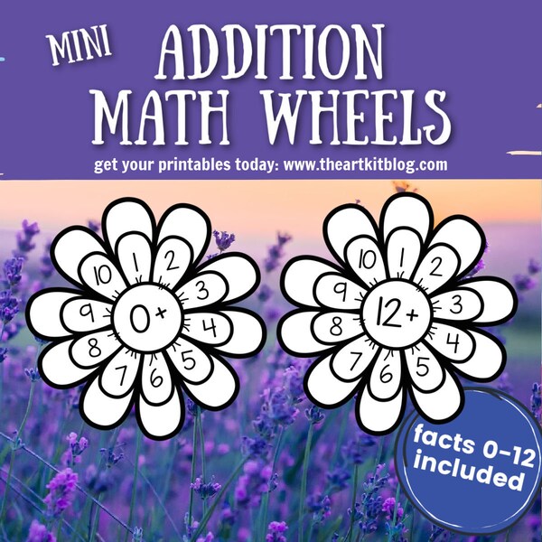 MINI Addition Flower Math Wheels // Facts 0 to 12 // Waldorf - Montessori Learning // Digital Download Printables for Kids