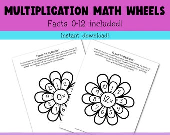 Elementary Multiplication Flowers //  Waldorf Learning // Printable Worksheets 0 to 12 // Math Wheels // Homeschooling Kids // Educational