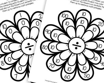 Division Flowers Activity Sheets 0 to 10 - Waldorf - Montessori Learning - Printable - Homeschooling - Math - Supplemental Worksheets