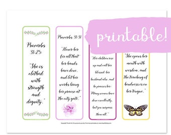 Mother's Day Bible Verse Bookmarks Encouragement Inspiring Printable for Moms Gift Idea Books Readers Reading