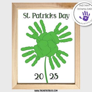 2025 St. Patrick&#39;s Day, Handprint Footprint Art Craft, Craft for Kids Baby Toddler, Memory Keepsake, DIY Card, Printable