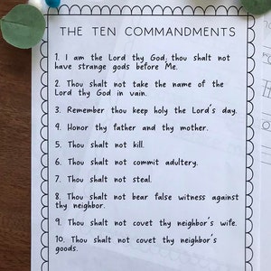 Ten Commandments for Kids Printable, Bible Lesson, Sunday School ...