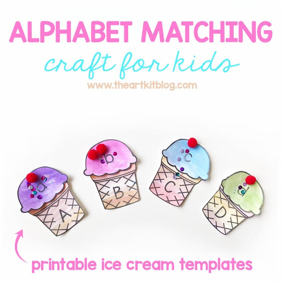 alphabet craft for kids abc ice cream cone match up etsy