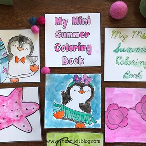 Mini Summer Coloring Book, Mini Summer Coloring Pages, Cute Coloring