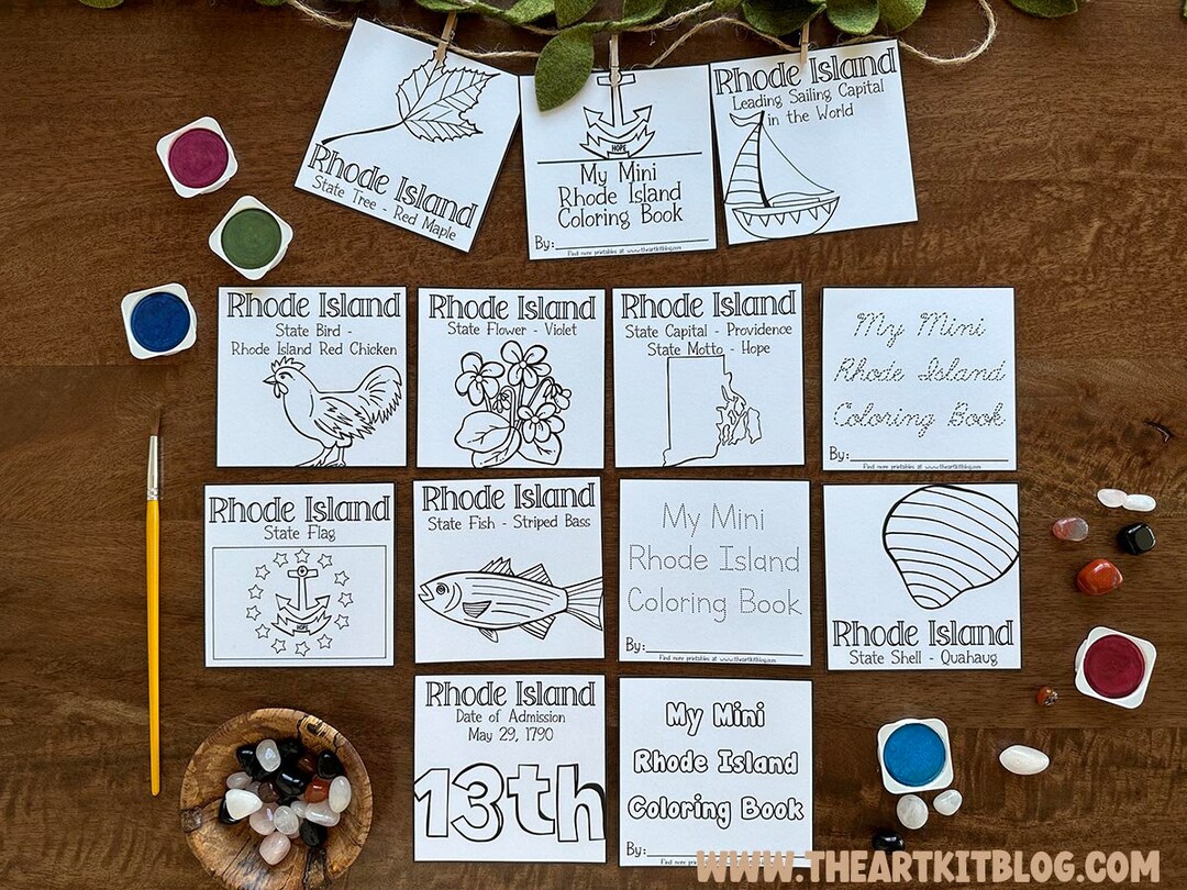 Mini RHODE ISLAND Coloring Pages, 50 States Coloring Page, USA ...