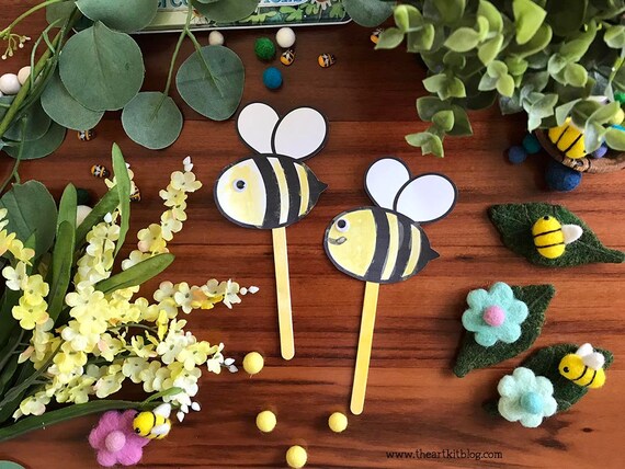Bee Paper Craft Printable Template Spring Craft Bee Craft - Etsy