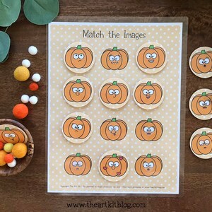 Cute Pumpkin Face Memory Match Game Printable, Emoji Busy Book Page, Homeschool Printable ...
