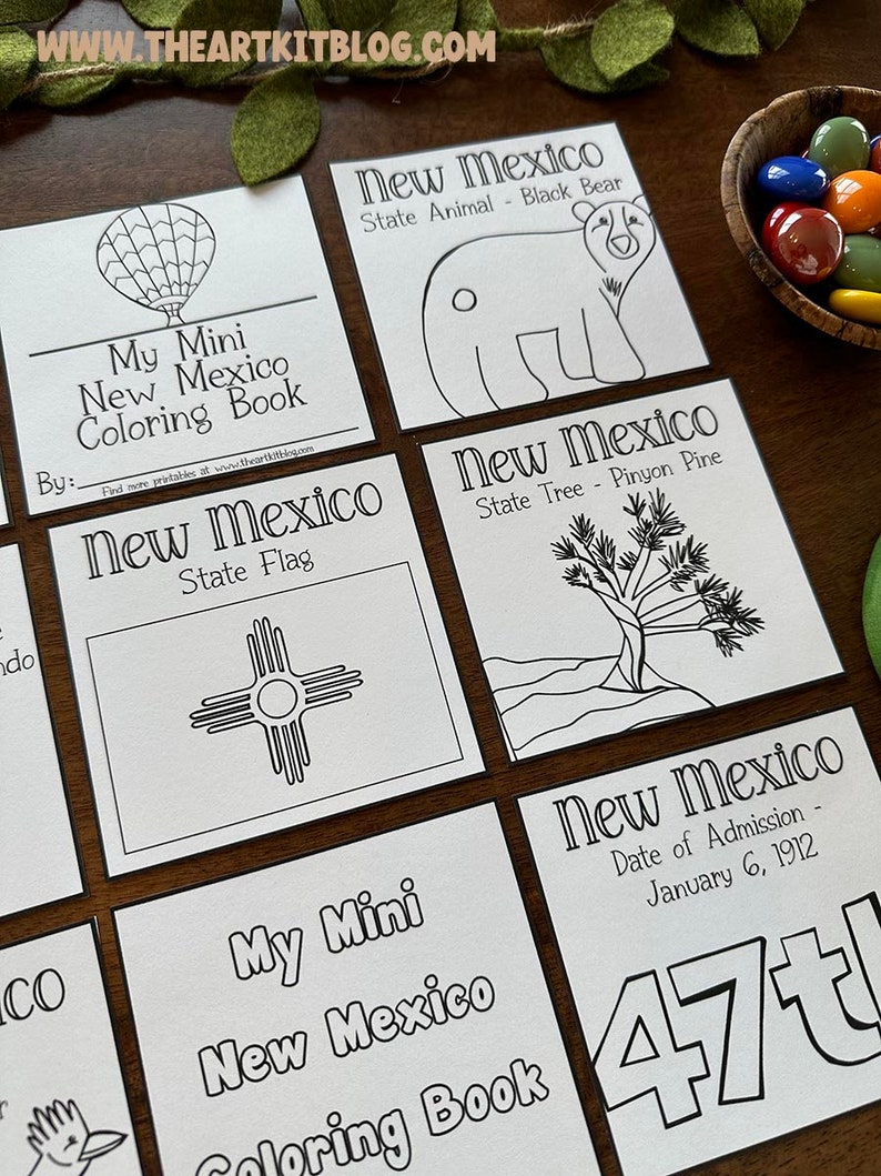 Mini NEW MEXICO Coloring Pages, 50 States Coloring Page, USA Homeschool ...