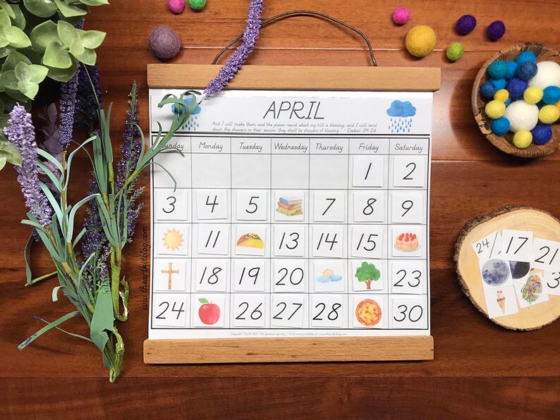Perpetual April Calendar, Kids Calendar Printable, Busy Book Printable ...