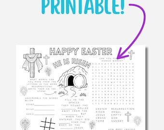 Placemat-activiteiten voor Pasen, afdrukbare placemat voor Pasen, afdrukbare placemat voor Pasen, afdrukbaar paaswerkboek, activiteitenblad voor placemat voor Pasen