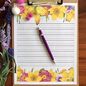 Printable Stationery, Pretty Lined Paper, Writing Paper, Spring ...