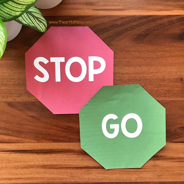 Stop Go Signs Printable, Practice Red Light Green Light, Kids Printables, Traffic, Life Skills, Pretend Play